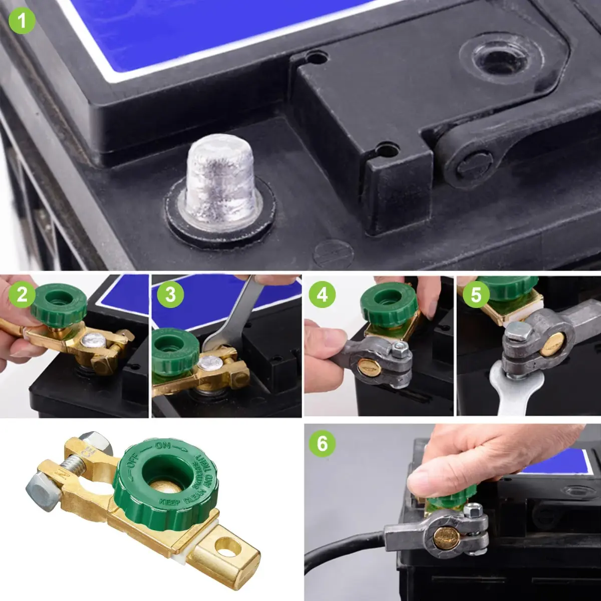 Spurtar Battery Disconnect Switch 12V 125A Continuous | Rotary Top Post for Cars, Boats, RVs - view 7
