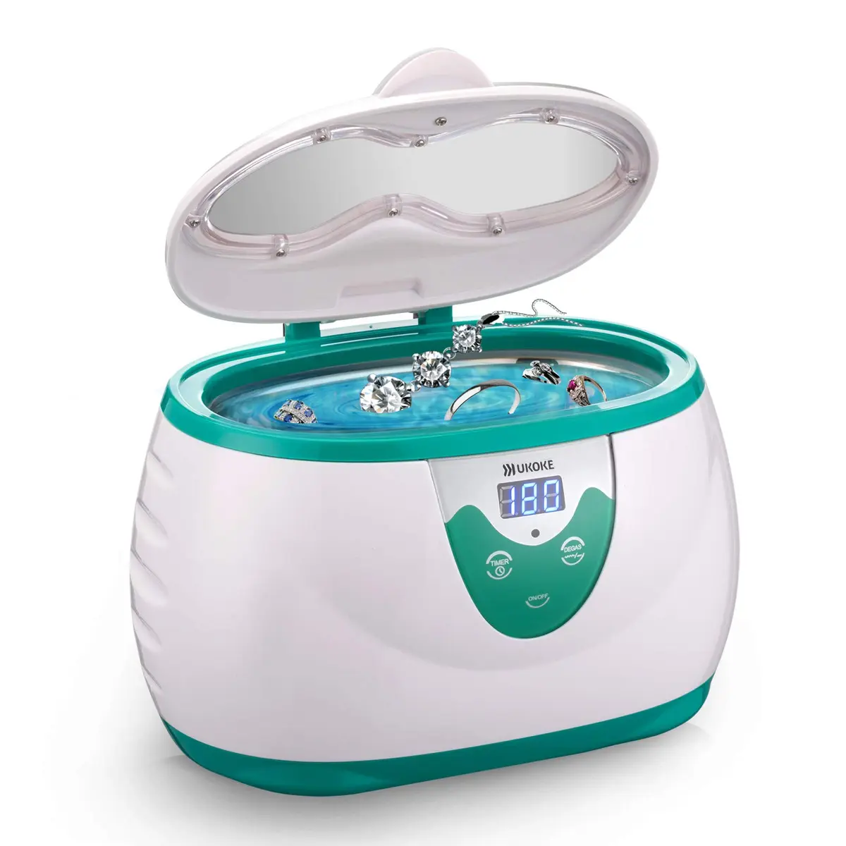 Ukoke UUC06G Ultrasonic Cleaner 600ml (20.3 fl oz) | Professional Jewelry & Eyeglass Cleaner with Digital Timer - view 2