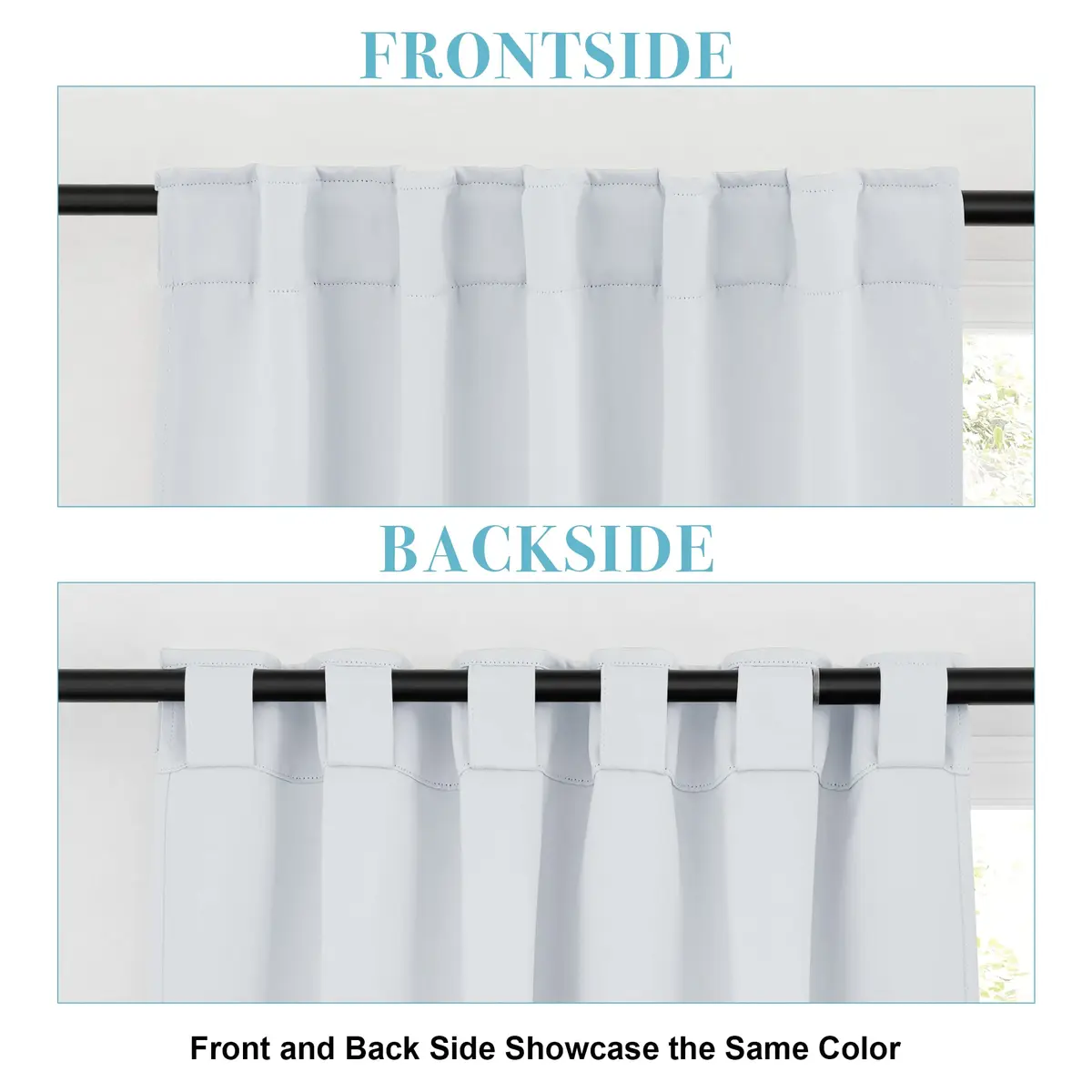 RYB HOME Short Blackout Curtains for Kitchen & Bathroom | 2 Panels, 42" W x 45" L, Greyish White - view 2