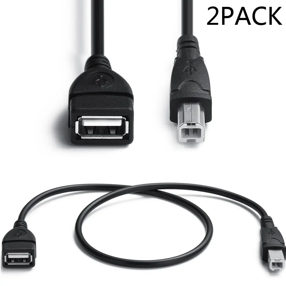 AMUU 2 Pack USB 2.0 A Female to B Male Adapter Cable 50cm (19.7 Inch) | Connect Printers & Peripherals - view 2