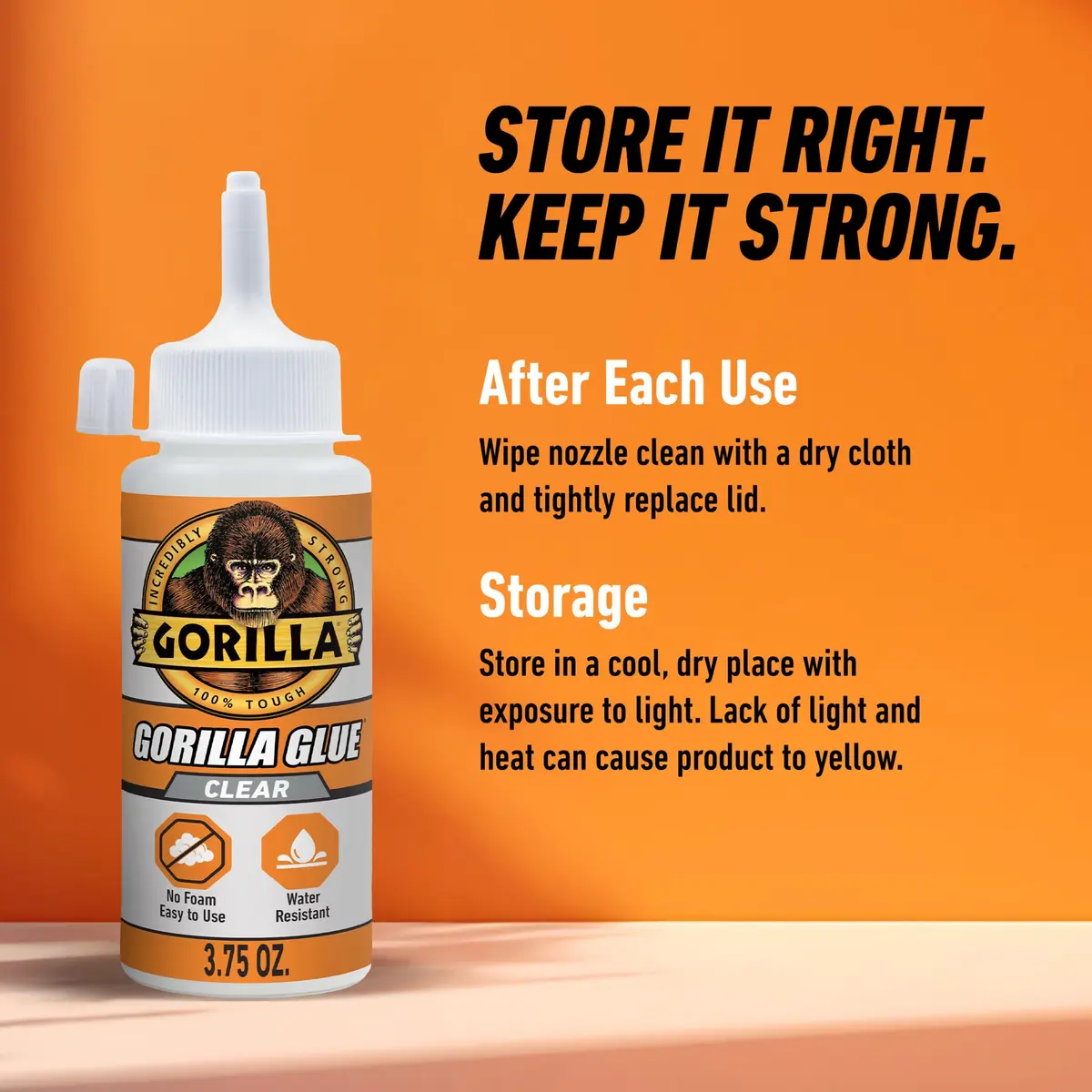 Gorilla Clear Glue, All Purpose, Polyurethane, 3.75 oz Bottle | Crystal Clear, Water-Resistant Bond (70-120 chars) - view 6