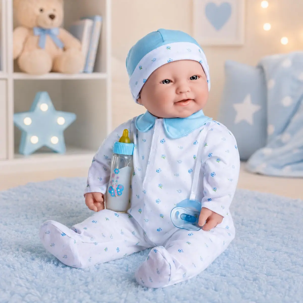 Berjusa La Baby 20-inch Soft Body Doll | JC Toys - Washable Caucasian Doll with Blue Outfit, Hat & Pacifier | Ages 2+ - view 4