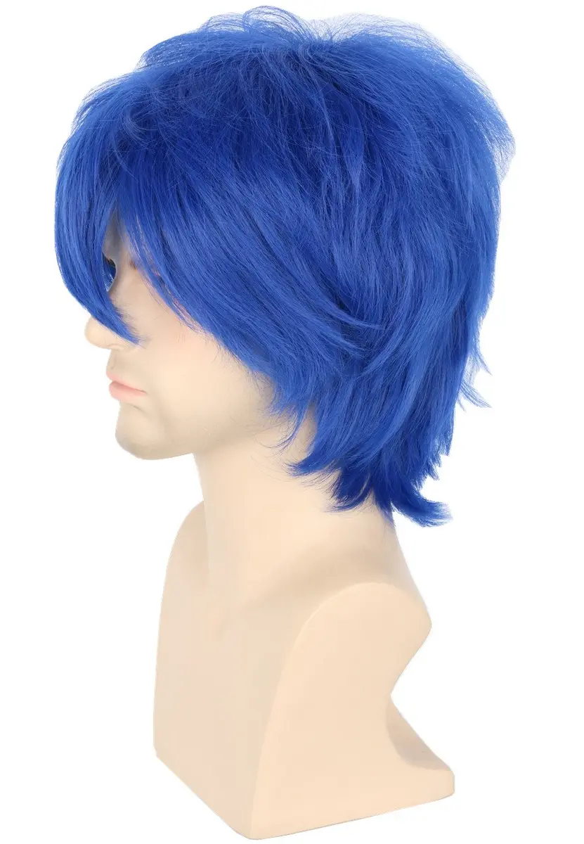 Topcosplay Anime Cosplay Wig Short Blue Layered Fluffy | Unisex Halloween Costume Accessory - main product image