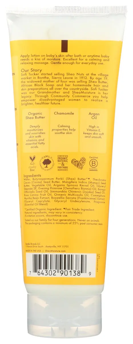 SheaMoisture Baby Lotion for Dry Skin Raw Shea, Chamomile & Argan Oil 240ml (8 Fl Oz) | Hypoallergenic for Sensitive Skin - view 2