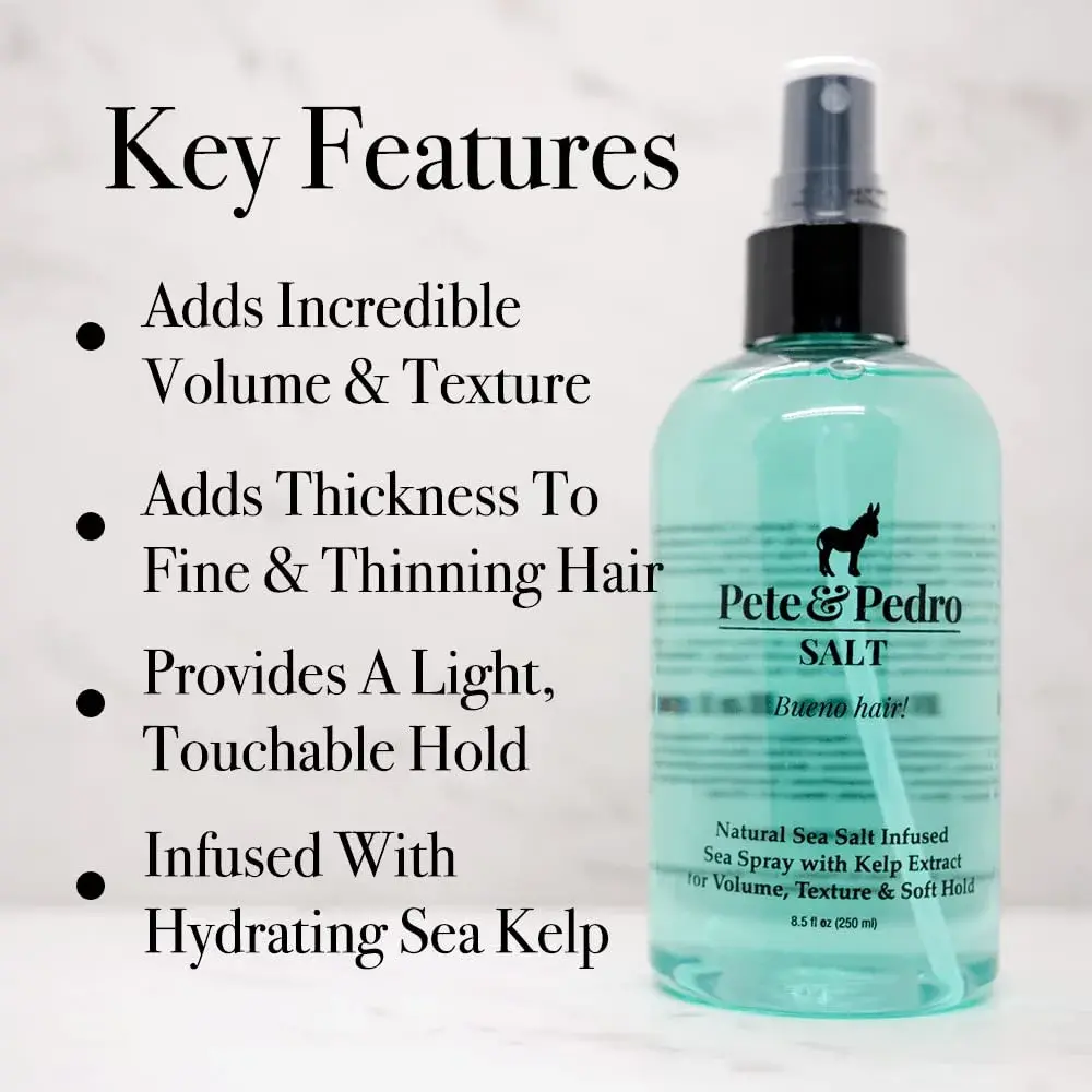 Pete & Pedro Natural Sea Salt Spray 251ml (8.5 Fl Oz) | Adds Volume & Texture - view 2