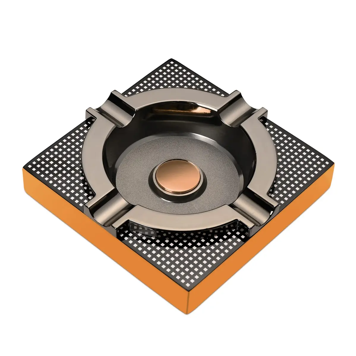 OILP Cigar Ashtray Metal Outdoor Cigar Cigarette Ashtray for Outside Patio/Home Decor Modern Table Cigar Ashtrays,Cigar Ash tray Accessories Gifts for Men-(Square,Alloy) - main product image