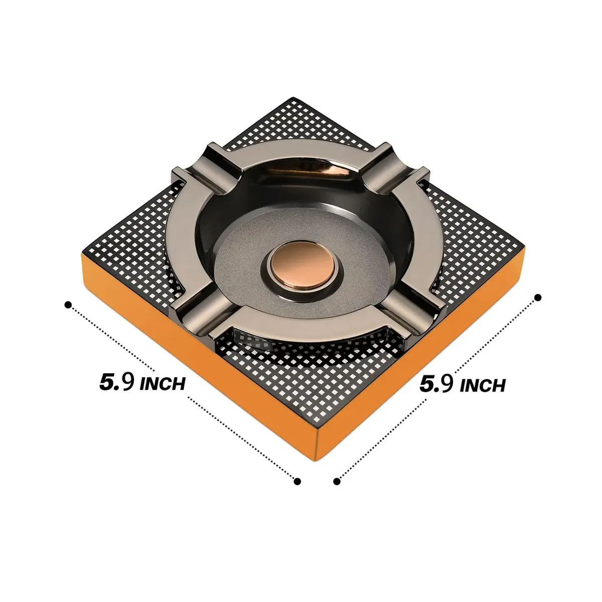 OILP Cigar Ashtray Metal Outdoor Cigar Cigarette Ashtray for Outside Patio/Home Decor Modern Table Cigar Ashtrays,Cigar Ash tray Accessories Gifts for Men-(Square,Alloy) - view 2