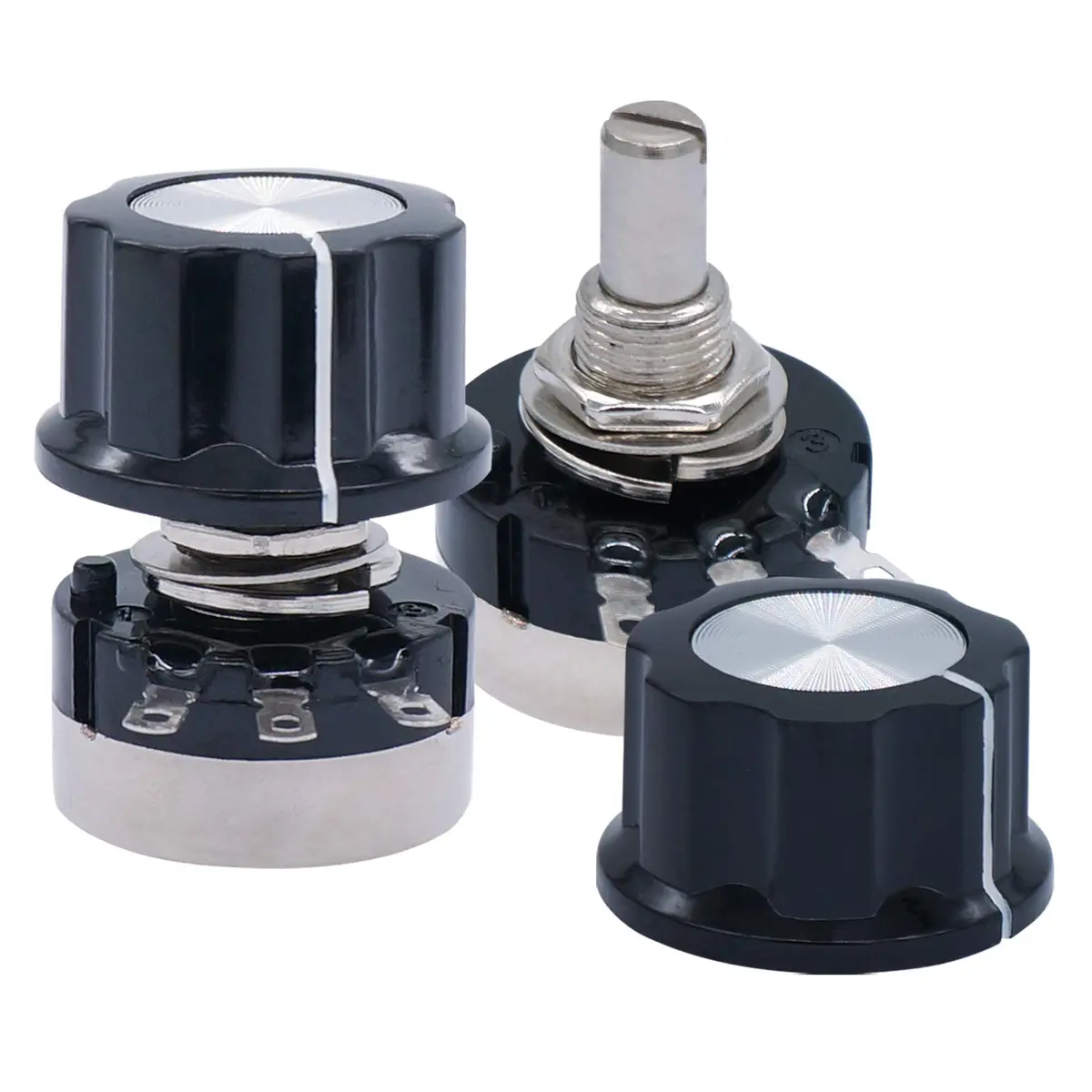 Taiss 2pcs RV24YN20S 10K Potentiometer Carbon Film Rotary Single-Turn 6x10mm | 10k Ohm Resistance - main product image