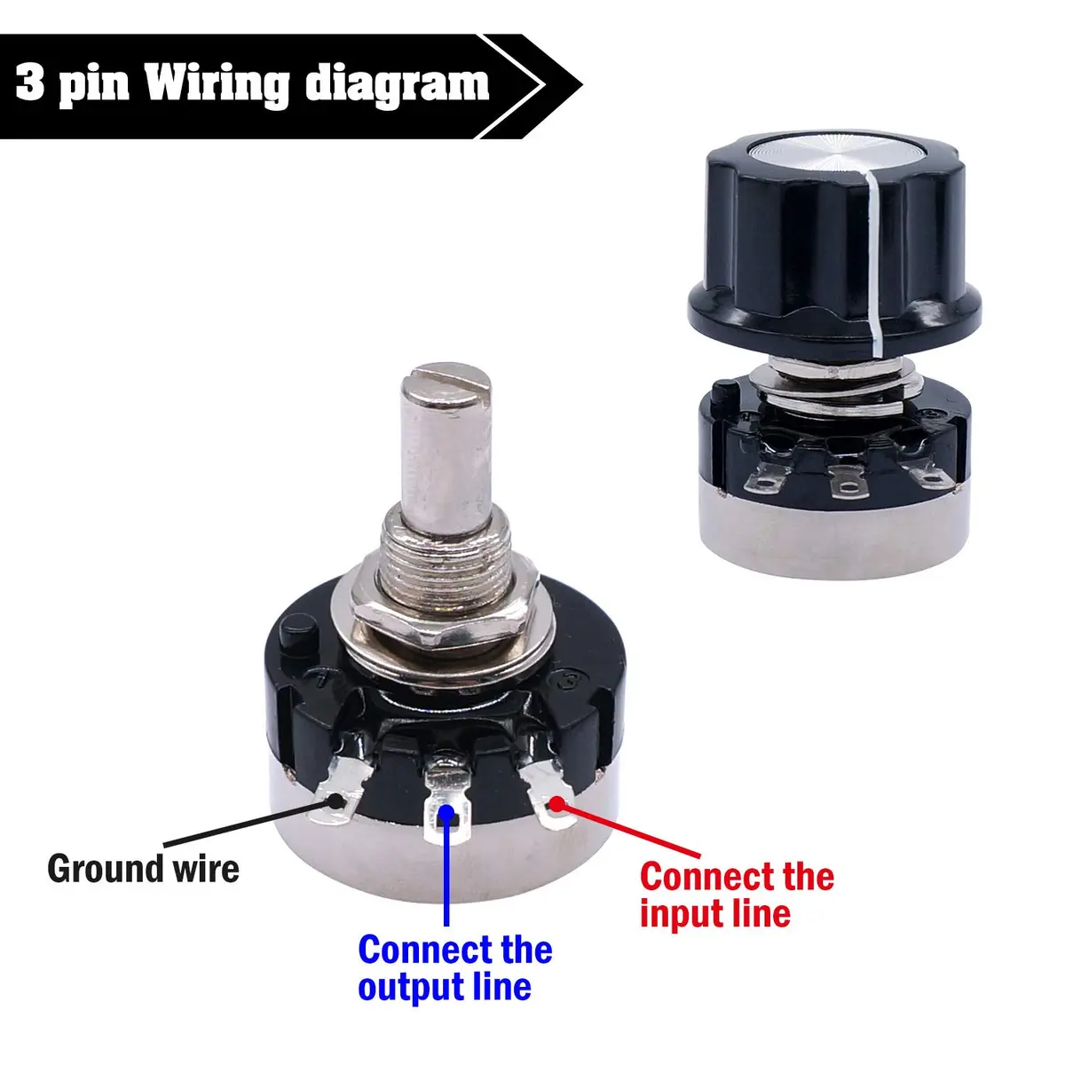 Taiss 2pcs RV24YN20S 10K Potentiometer Carbon Film Rotary Single-Turn 6x10mm | 10k Ohm Resistance - view 6