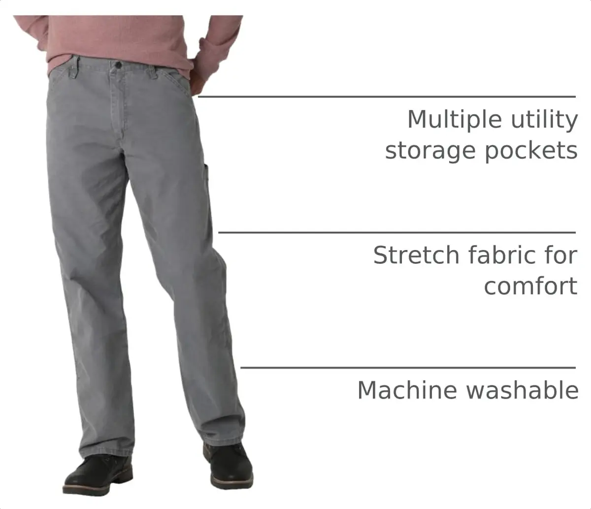 Wrangler Authentics Men's Classic Carpenter Jean, Rock Gray, 40W x 34L | Durable Work & Casual Style - view 4