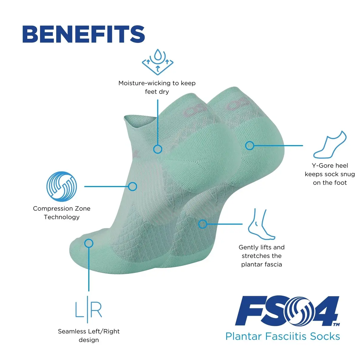 OrthoSleeve FS4 Plantar Fasciitis Compression Socks Large Black No-Show | Medical Grade Support for Foot Health - view 3