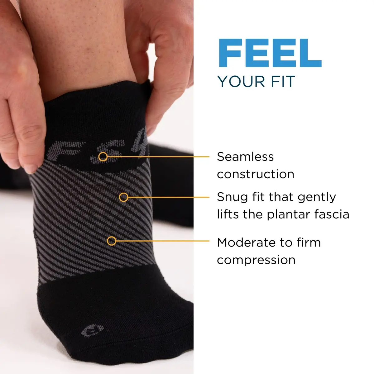 OrthoSleeve FS4 Plantar Fasciitis Compression Socks Large Black No-Show | Medical Grade Support for Foot Health - view 4