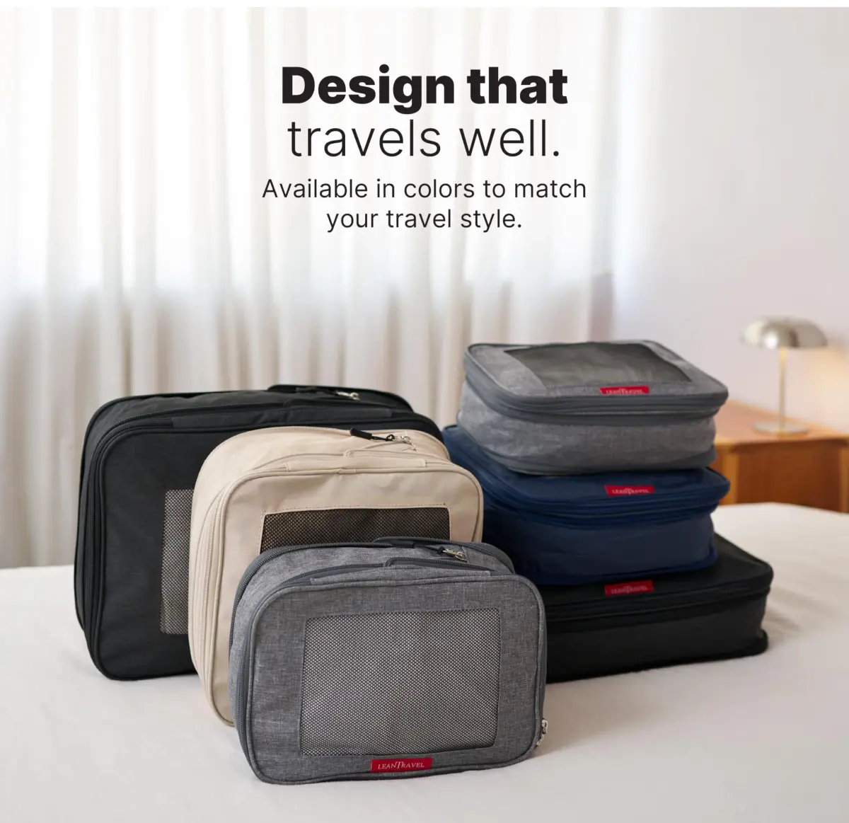 LeanTravel Premium Compression Packing Cubes for Travel - Suitcase Organizer Bags with Double Zipper & Breathable Mesh Panel - Space Saving Carry On Luggage Essentials (6-Pack, Grey) - view 9