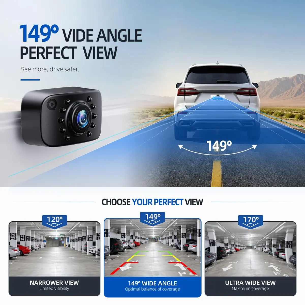 eRapta ERT01 HD Backup Camera Rear View License Plate | 720P Waterproof Night Vision - view 4