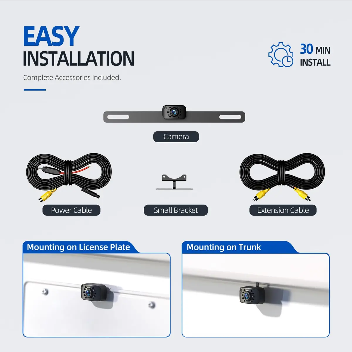 eRapta ERT01 HD Backup Camera Rear View License Plate | 720P Waterproof Night Vision - view 9