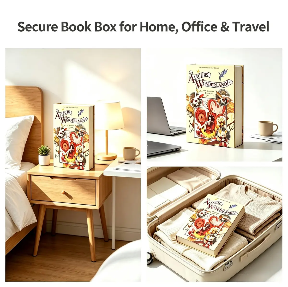 Misslanonly Alice in Wonderland Book Safe with Key Lock | Discreet Book Disguise for Valuables - view 9