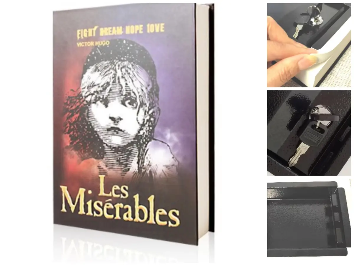 Misslanonly Book Safe with Key Lock 8.7"x6"x2" Disguised as Les Miserables Book - main product image