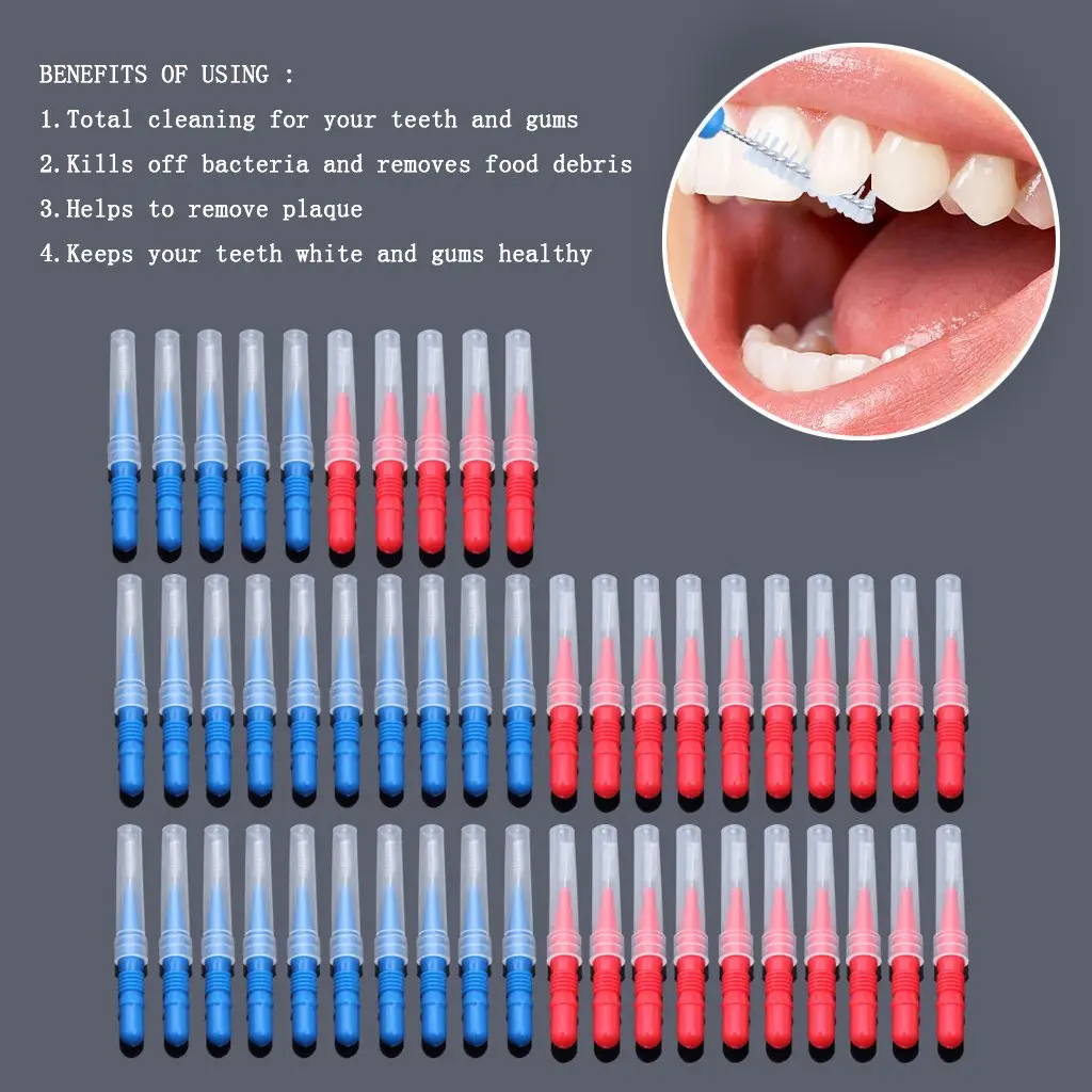 ewinever Interdental Brush 50 Count | Safe Nylon Coated for All Family (70-120 chars) - view 6