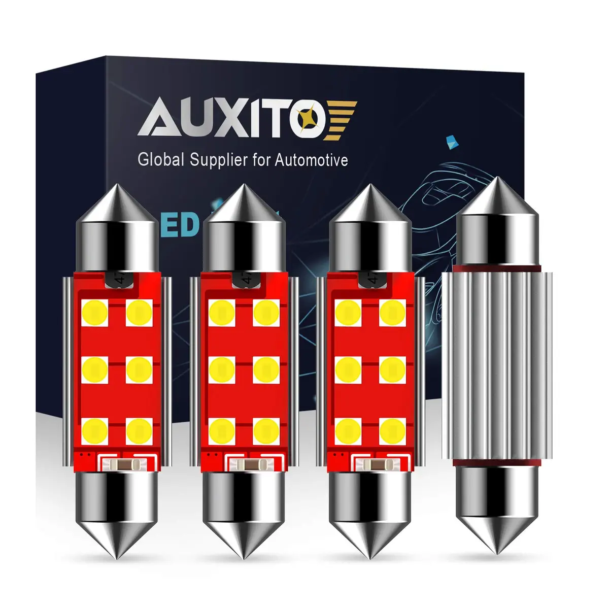 AUXITO 578 LED Bulb White 41mm 42mm 212-2 211-2 Festoon LED Bulbs 6000K | CANBUS Error-Free, 4 Pack - main product image