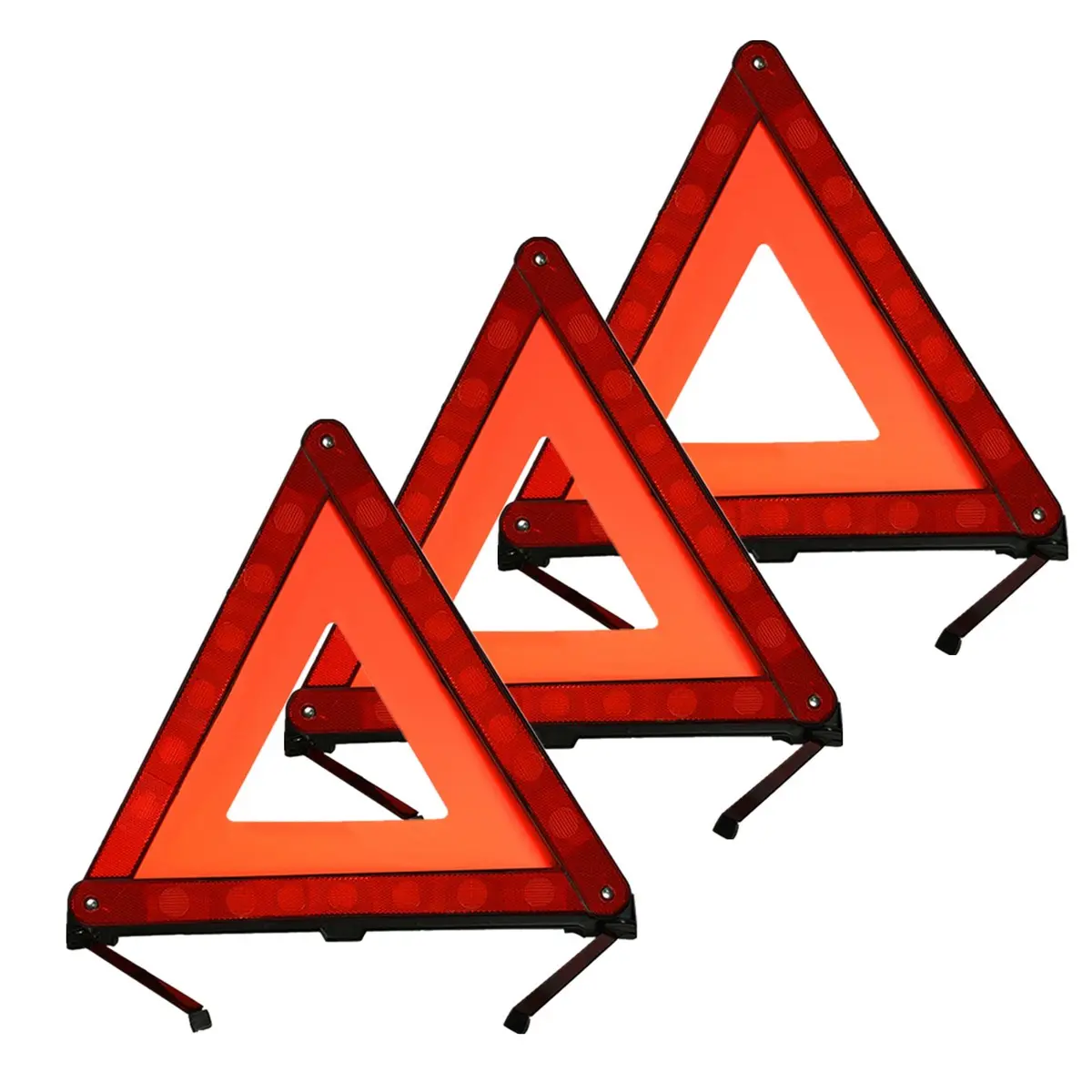 KAFEEK Reflective Warning Triangle Set of 3 | Foldable, Stable, and Highly Visible for Roadside Safety - main product image