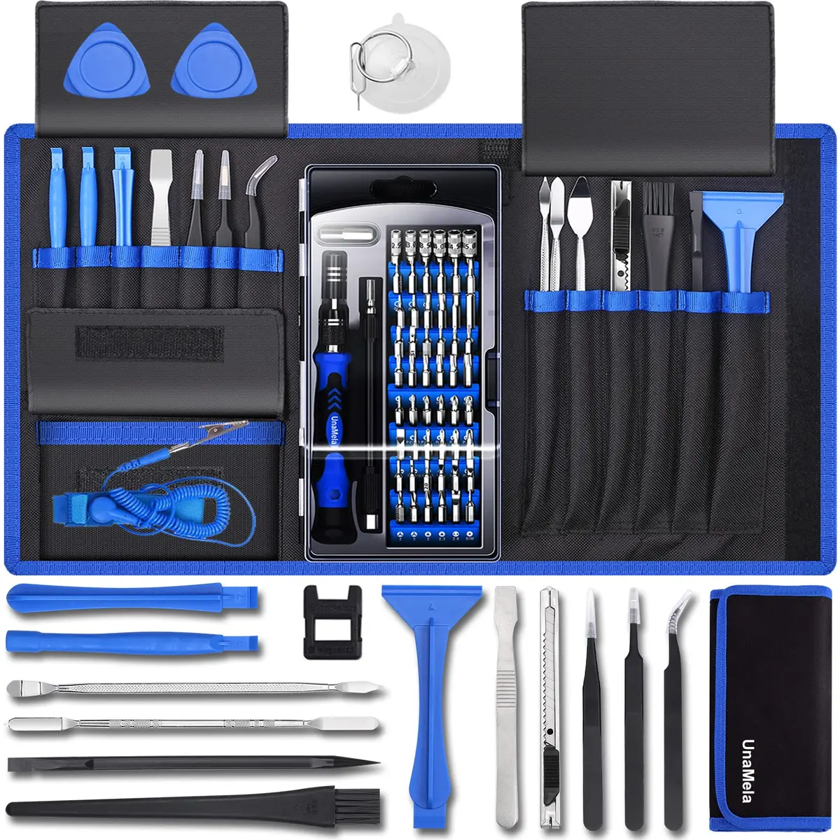 UnaMela 80 IN 1 Professional Computer Repair Tool Kit, Precision Screwdriver Set | 56 Bits, Anti-Static, Magnetizer, Durable Chrome Vanadium Steel - main product image