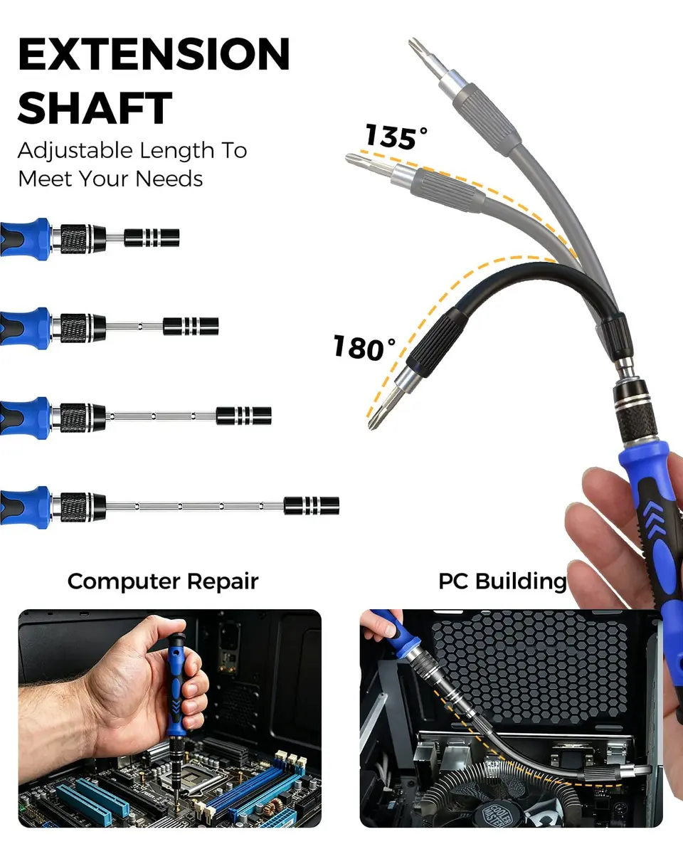 UnaMela 80 IN 1 Professional Computer Repair Tool Kit, Precision Screwdriver Set | 56 Bits, Anti-Static, Magnetizer, Durable Chrome Vanadium Steel - view 5