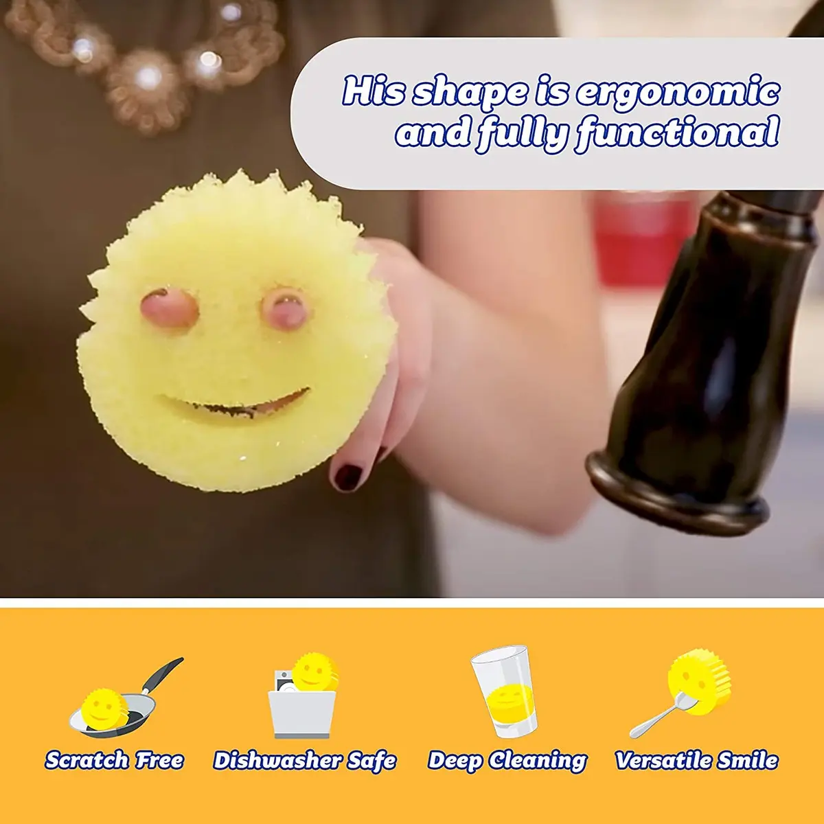 Scrub Daddy Original Smiley Scrubber Sponge | Temperature Controlled Cleaning - view 3