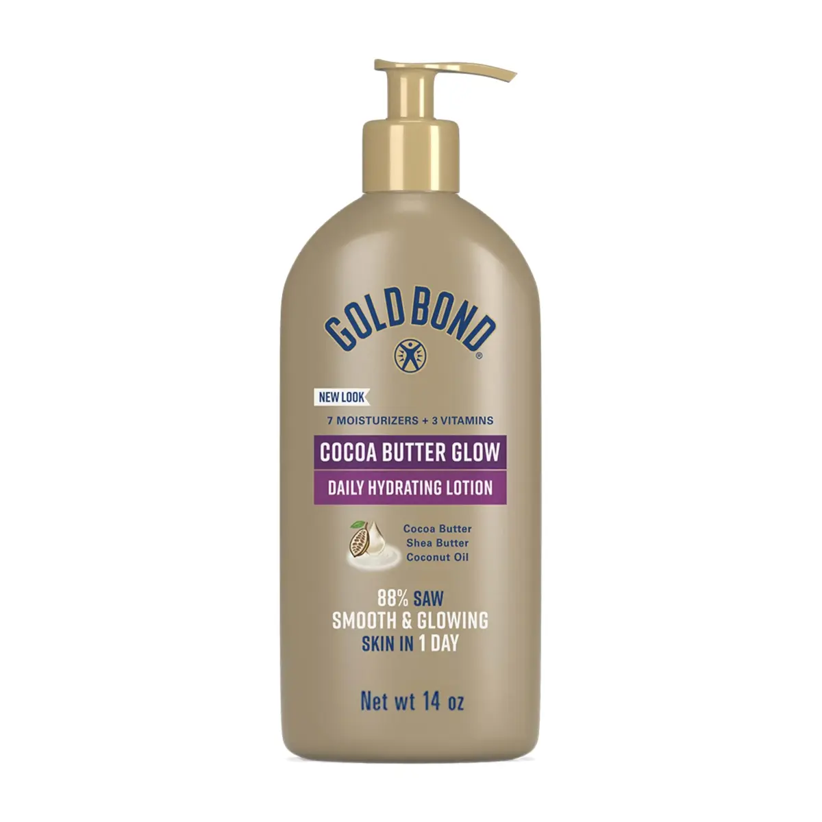 Gold Bond Cocoa Butter Glow Daily Hydrating Lotion 400ml (14 oz) | Exfoliates, Hydrates, and Locks Moisture for Dry Skin - main product image