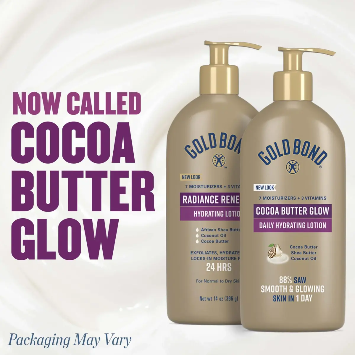 Gold Bond Cocoa Butter Glow Daily Hydrating Lotion 400ml (14 oz) | Exfoliates, Hydrates, and Locks Moisture for Dry Skin - view 2