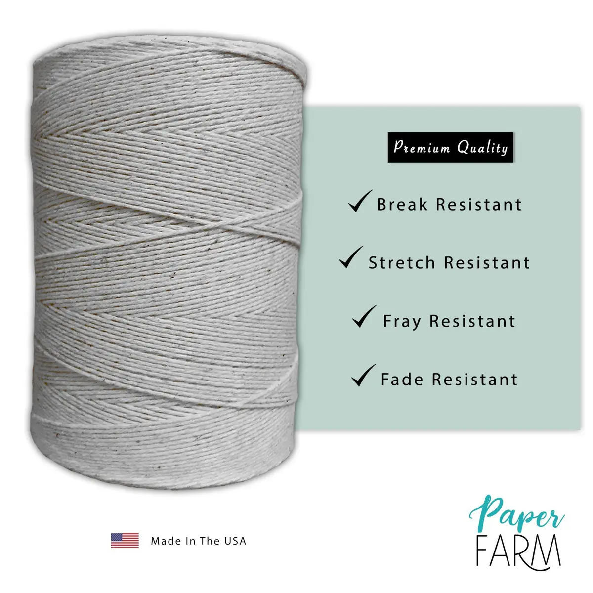 Paper Farm Gray Warp Thread | 8/4 Poly Cotton Yarn for Weaving | 800 Yards - view 2