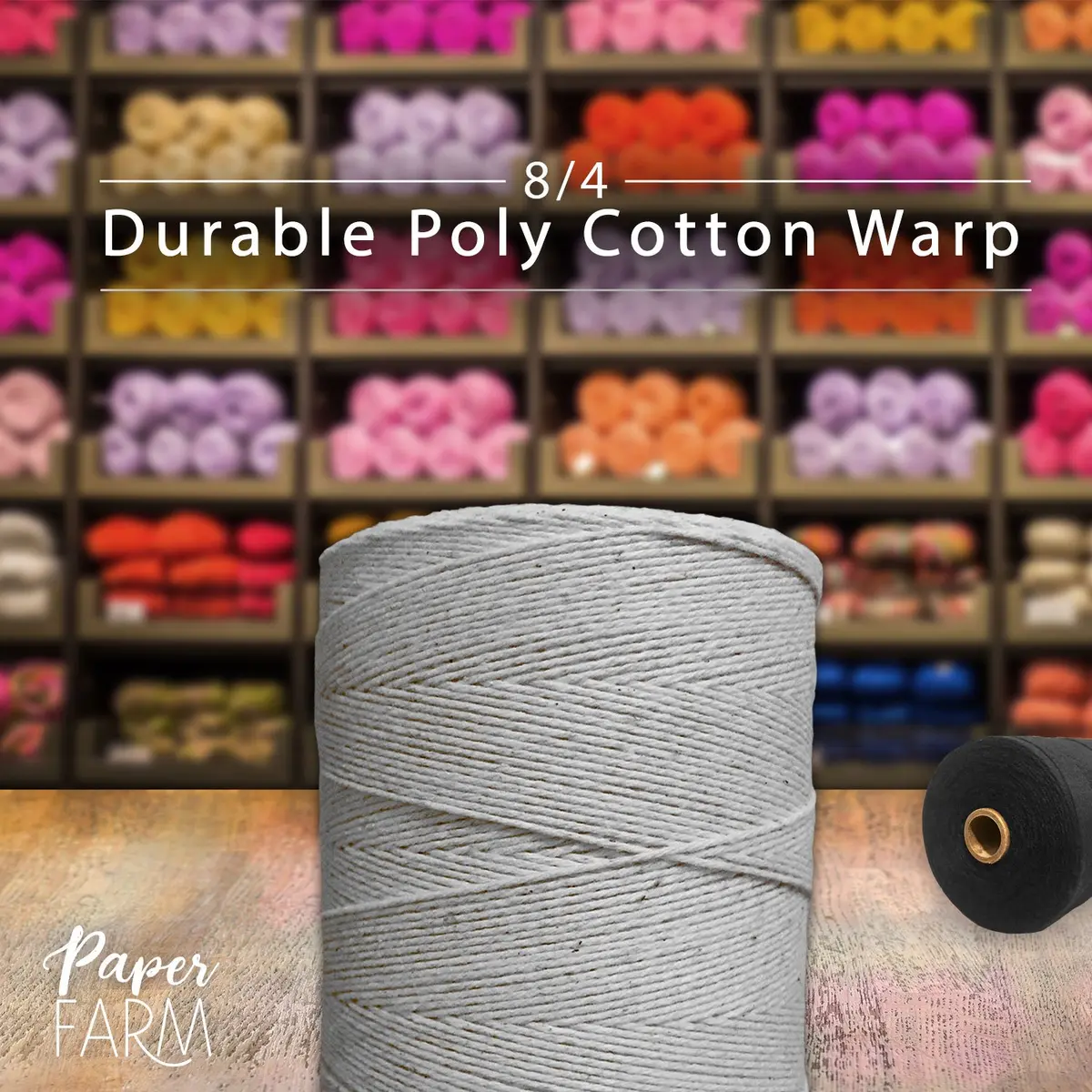 Paper Farm Gray Warp Thread | 8/4 Poly Cotton Yarn for Weaving | 800 Yards - view 3
