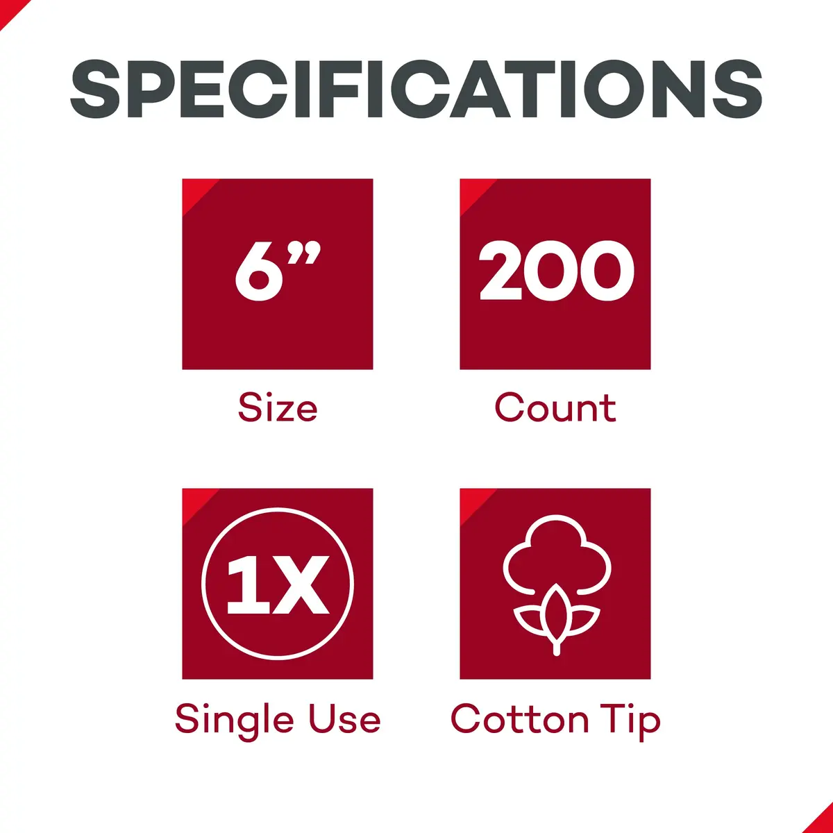 Dealmed 6 inch Sterile Cotton-Tipped Applicators - 200 Count | Medical Grade for Skin Cleaning & Medication Application - view 2