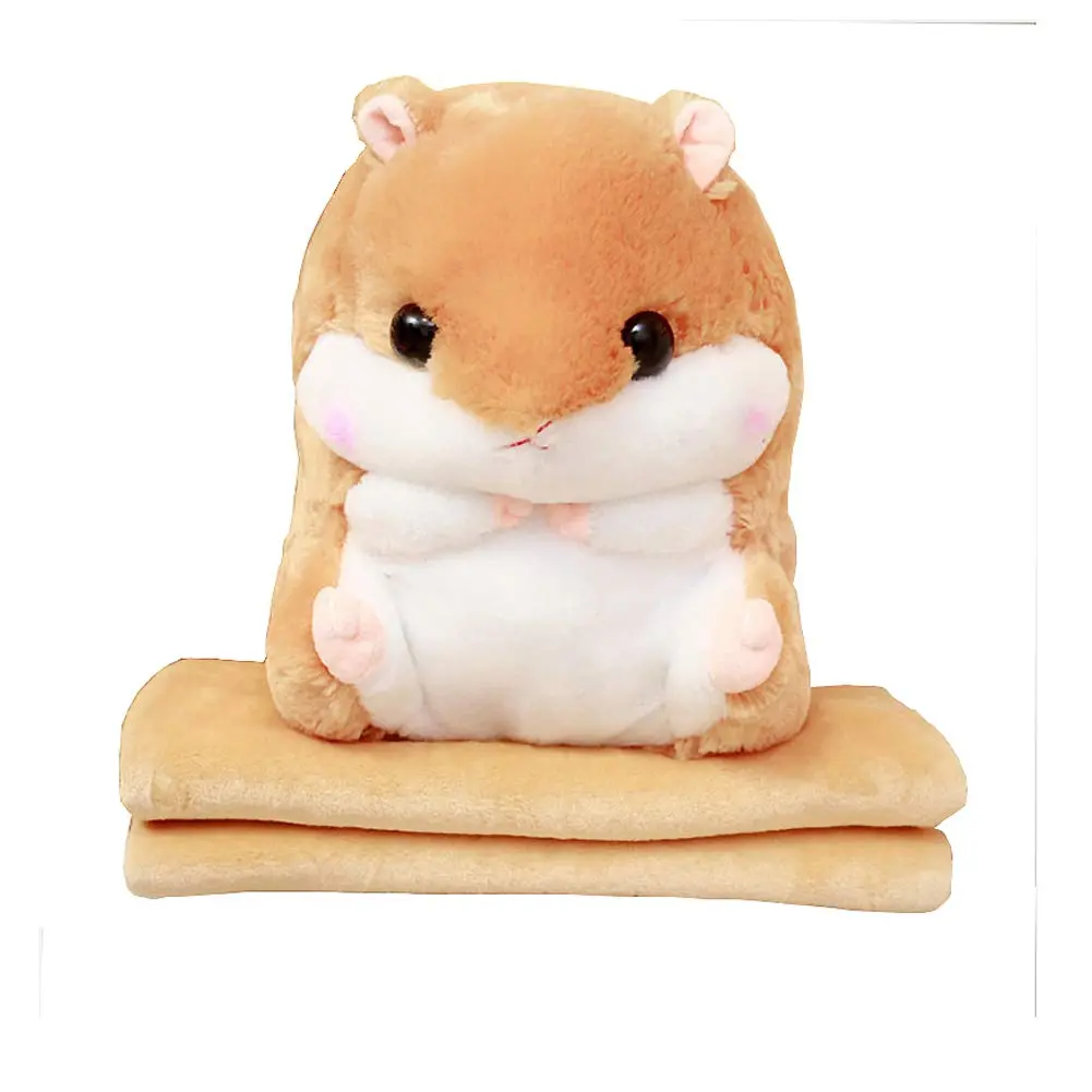 YunNasi Plush Hamster Stuffed Animal Toy & Blanket Set 19.7 Inches Light Brown | Soft, Safe & Multi-Functional - main product image