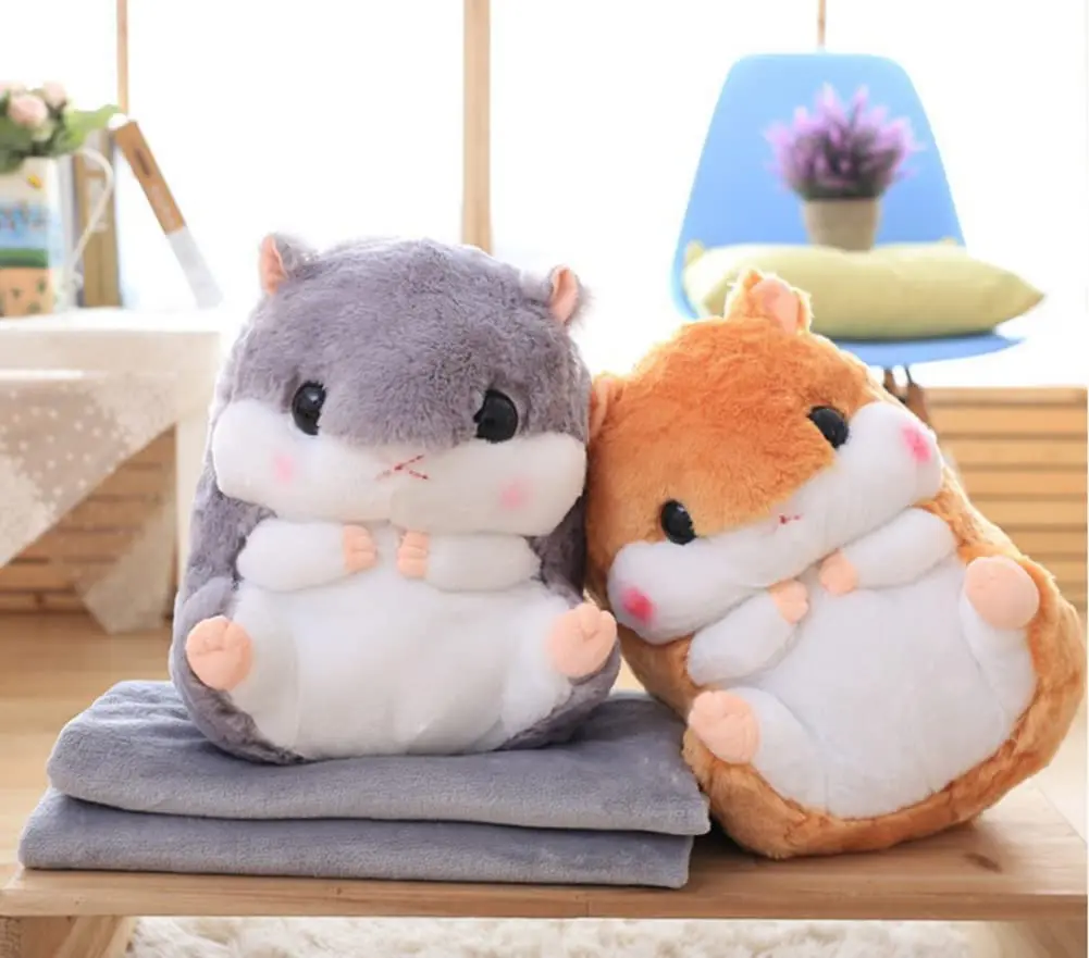 YunNasi Plush Hamster Stuffed Animal Toy & Blanket Set 19.7 Inches Light Brown | Soft, Safe & Multi-Functional - view 2
