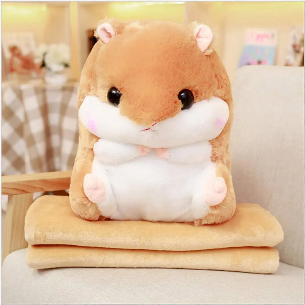 YunNasi Plush Hamster Stuffed Animal Toy & Blanket Set 19.7 Inches Light Brown | Soft, Safe & Multi-Functional - view 4