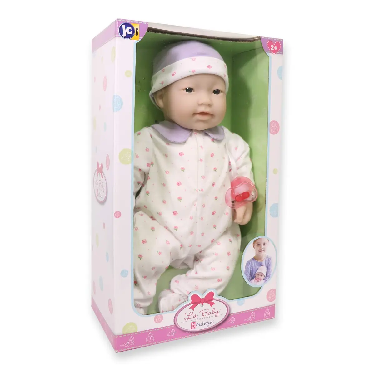 Berjusa La Baby Asian 20-inch Soft Body Doll | Washable, Removable Purple Outfit with Hat and Pacifier | For Children 2 Years + - view 7