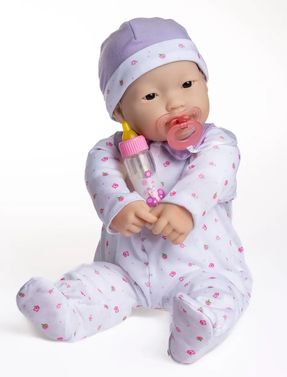 Berjusa La Baby Asian 20-inch Soft Body Doll | Washable, Removable Purple Outfit with Hat and Pacifier | For Children 2 Years + - view 2