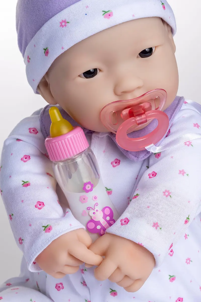Berjusa La Baby Asian 20-inch Soft Body Doll | Washable, Removable Purple Outfit with Hat and Pacifier | For Children 2 Years + - view 3