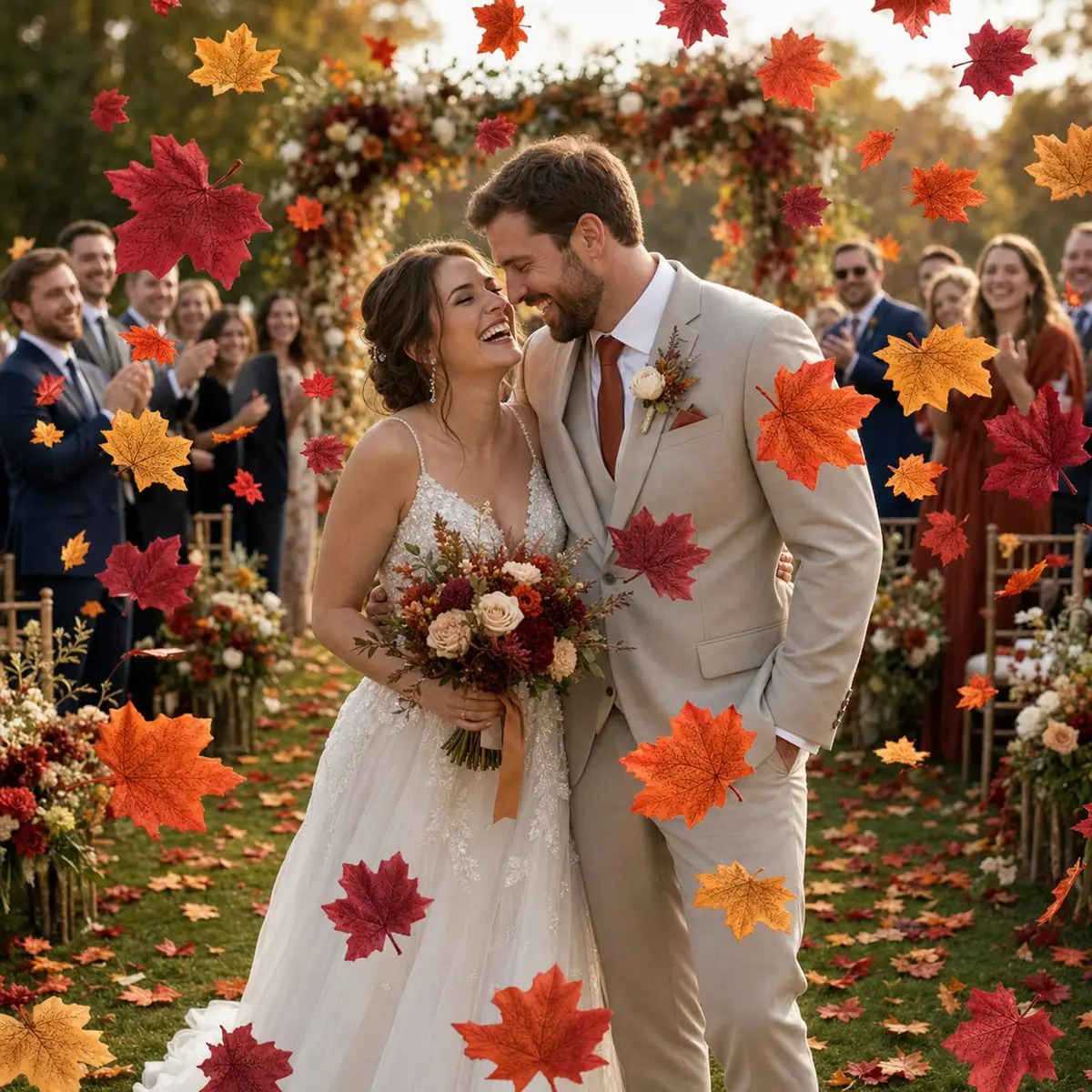 Whaline 300Pcs Fall Artificial Maple Leaves 3.35 Inch | Vivid Autumn Decor for Events & Home - view 5