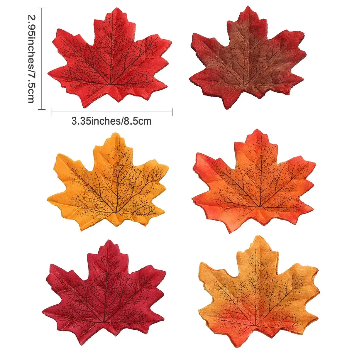 Whaline 300Pcs Fall Artificial Maple Leaves 3.35 Inch | Vivid Autumn Decor for Events & Home - view 2