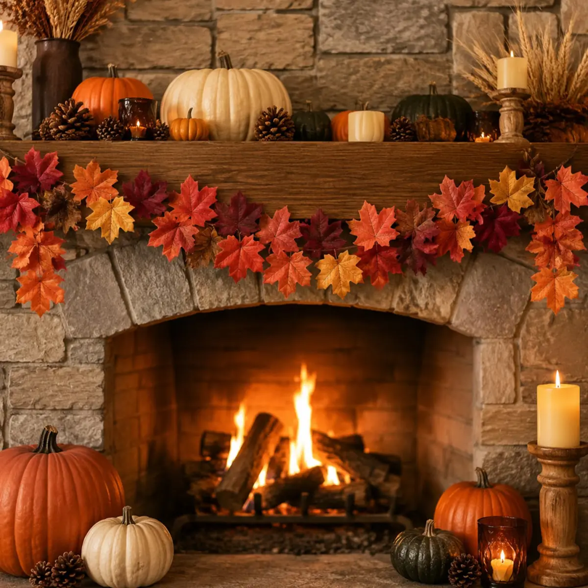 Whaline 300Pcs Fall Artificial Maple Leaves 3.35 Inch | Vivid Autumn Decor for Events & Home - view 3