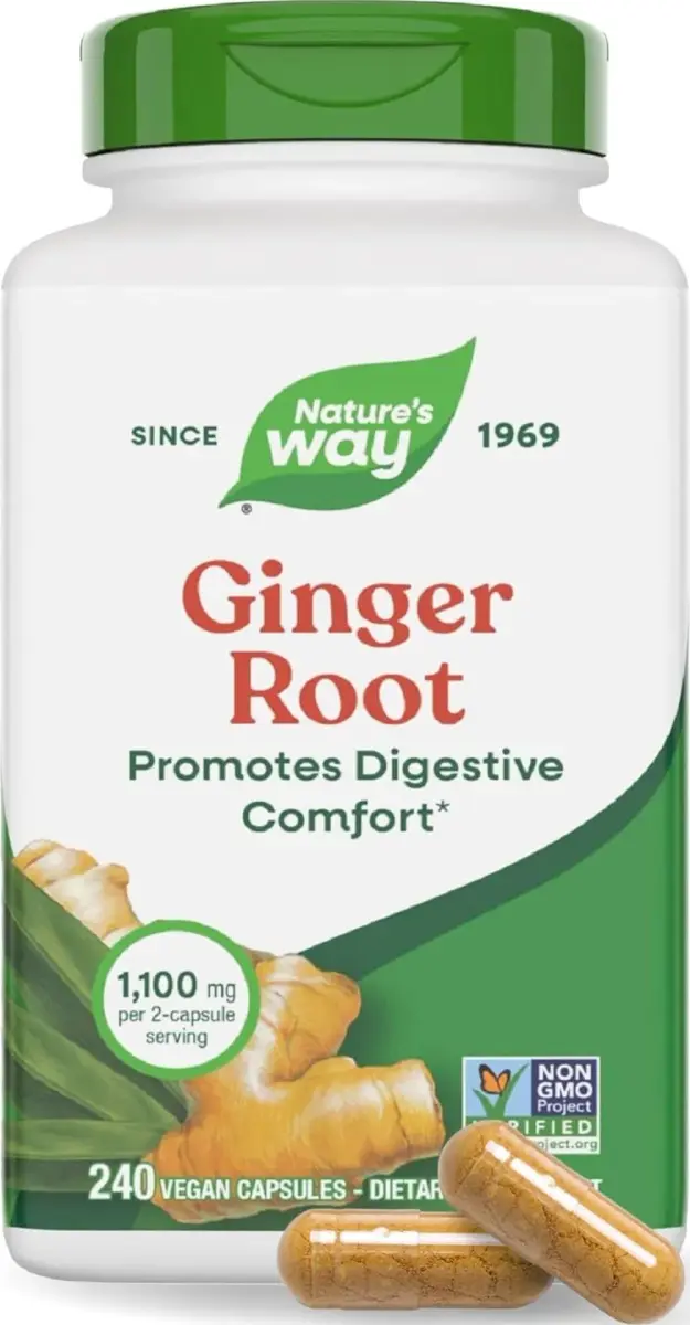 Nature's Way Ginger Root Capsules 1100 mg per Serving, 240 Count | Vegan, Non-GMO Project Verified - main product image