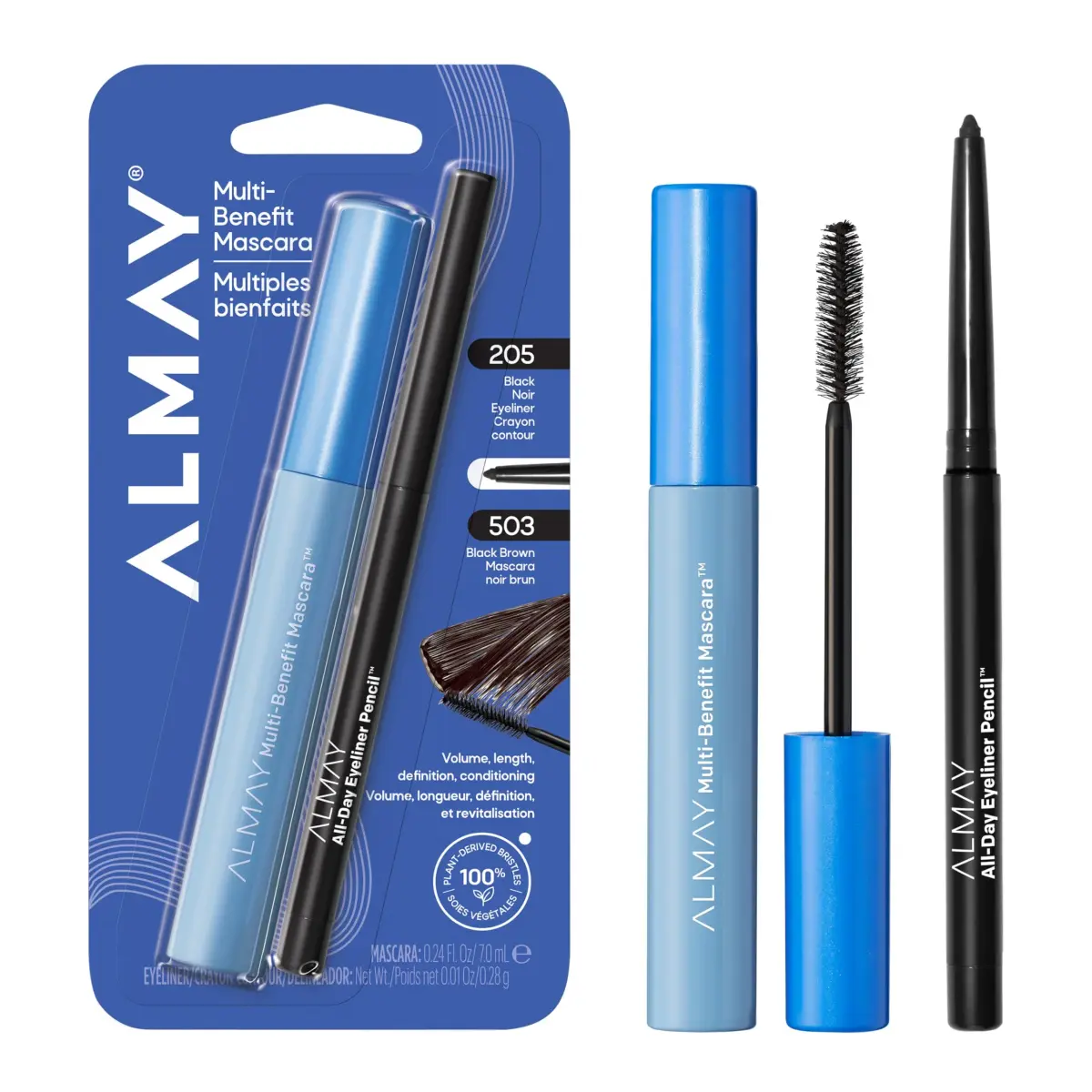 Almay All-Day Eyeliner Pencil, 503 Black Brown Duo Pack - Waterproof Matte Finish - main product image