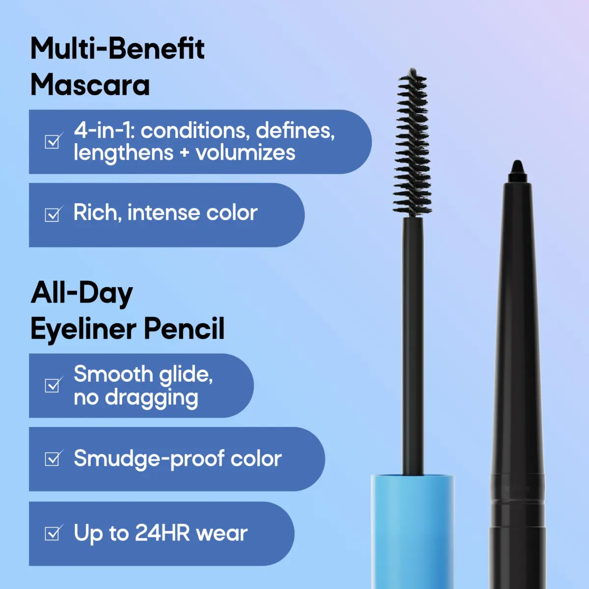 Almay All-Day Eyeliner Pencil, 503 Black Brown Duo Pack - Waterproof Matte Finish - view 2