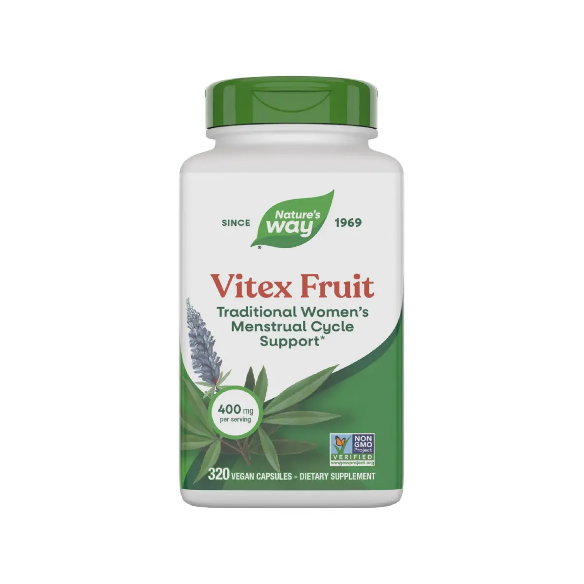 Nature's Way Vitex Fruit Chasteberry Supplement 320 Capsules | Traditional Menstrual Support - main product image
