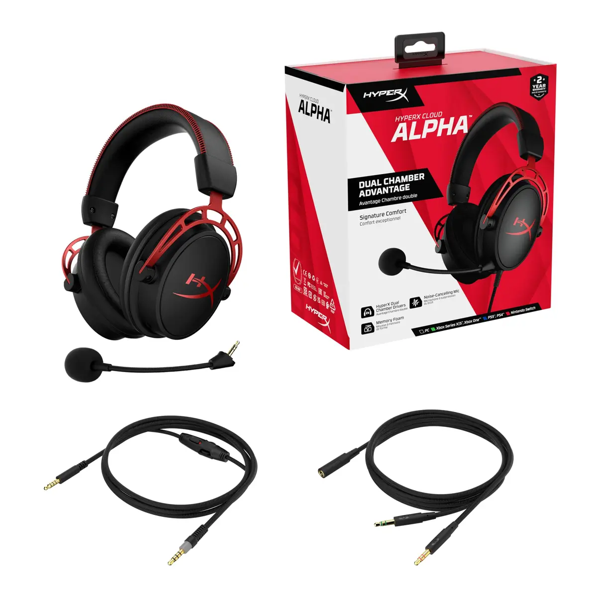 HyperX Cloud Alpha Gaming Headset, Red | Dual Chamber Drivers, Legendary Comfort, Aluminum Frame - view 7