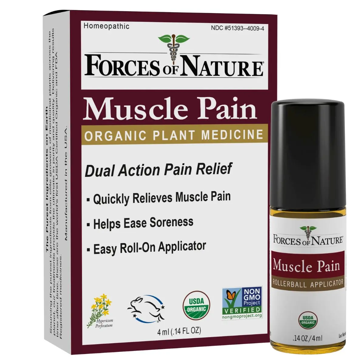 Forces of Nature Natural Organic Muscle Pain Relief 4ml | Deep Penetrating, Fast-Acting, USDA Certified Organic - main product image