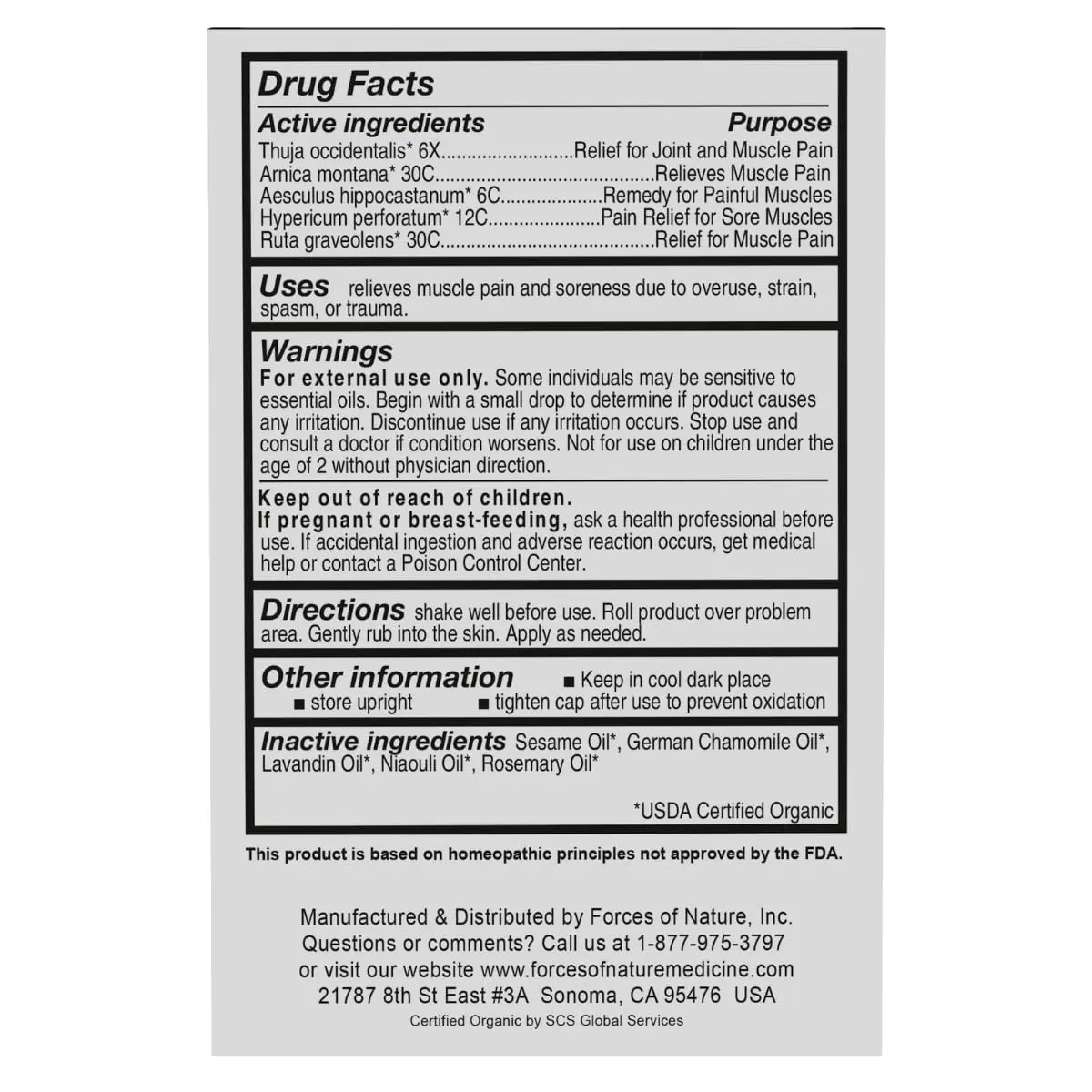 Forces of Nature Natural Organic Muscle Pain Relief 4ml | Deep Penetrating, Fast-Acting, USDA Certified Organic - view 4