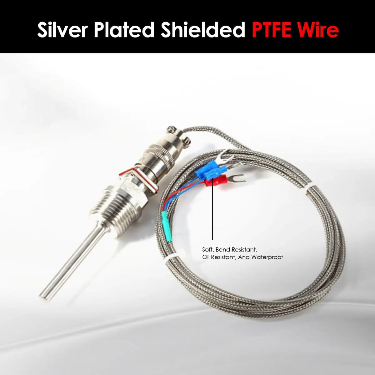 Walfront RTD PT100 Temperature Sensor Probe 1/2" NPT Thread Stainless Steel 3 Wire 2M/6.6ft Cable -50 to 300℃ - view 7