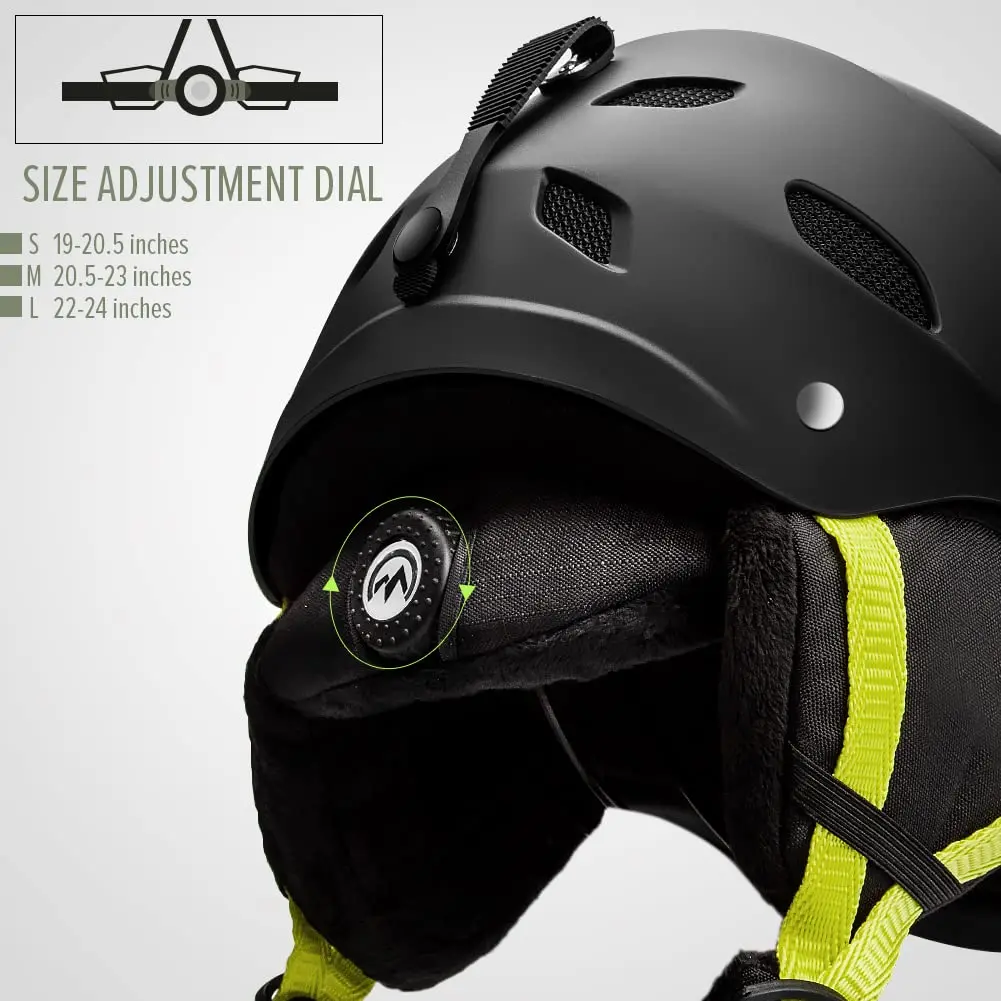 OutdoorMaster Kelvin Ski Helmet - Snowboard Helmet for Men, Women & Youth (Black+Lemon,L) | Comfortable Safety & Ventilation - view 2